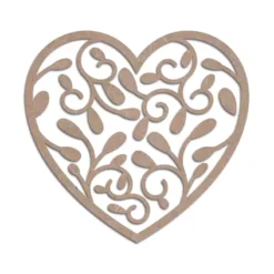 MDF Cutouts Heart Floral Design