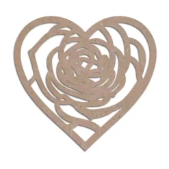 MDF Cutouts Heart Rose Design