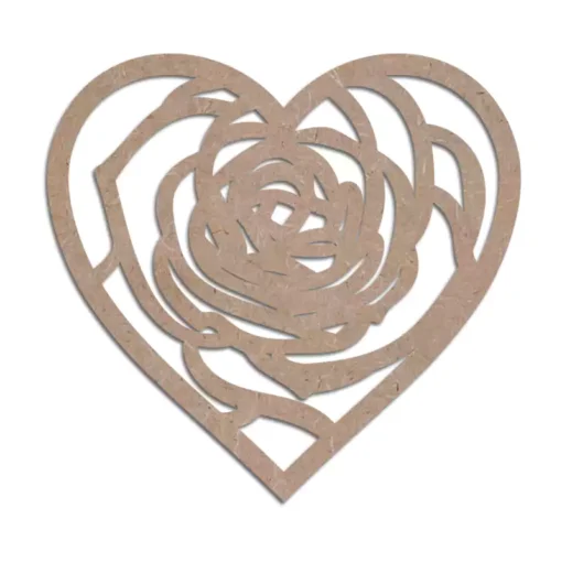 Mdf cutouts heart rose design