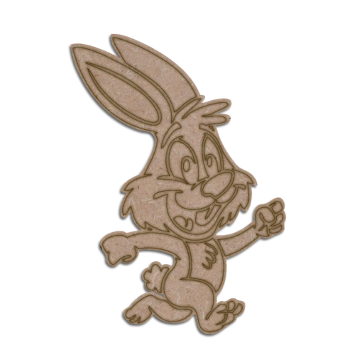 Engraved cartoon running bunny mdf cutout