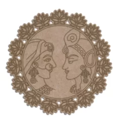 Mdf cutout of radha krishna with engraving
