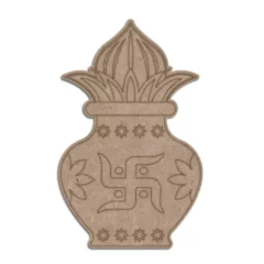 Engraved mdf cutout of kalash with swastik