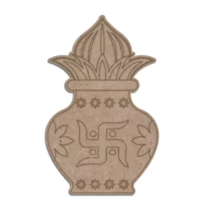 Engraved MDF cutout of Kalash with Swastik