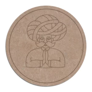 Pre Marked MDF Base Rajasthani Turban Man Art Cutout for Crafts Work Home, Room Decor Laser Cut Artistic DIY Work Art and Craft