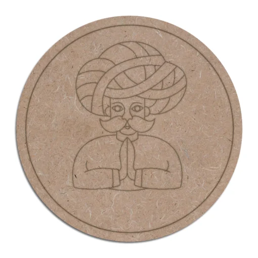 Mdf base rajasthani turban man cutout for diy craft