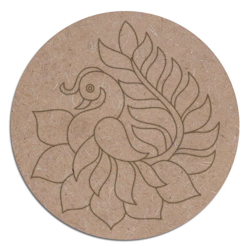 Pre Marked Wooden MDF Peacock Cutout for Craft Work