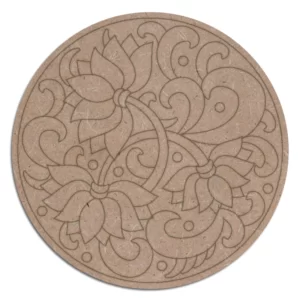 Pre Marked Wooden MDF Lotus Flower Cutout for Craft Work