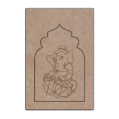Pre marked ganesha playing tabla with jharokha mdf cutout