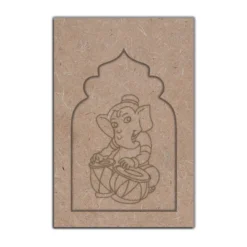 Pre Marked Ganesha playing tabla with jharokha MDF Cutout