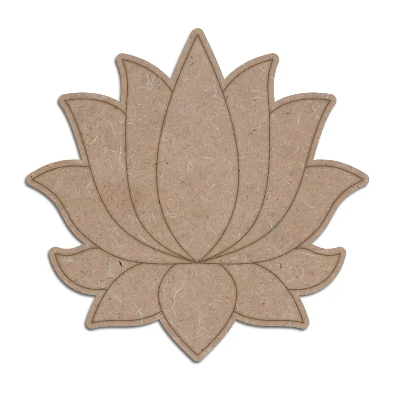 MDF Cutout of Lotus Flower with Leaves