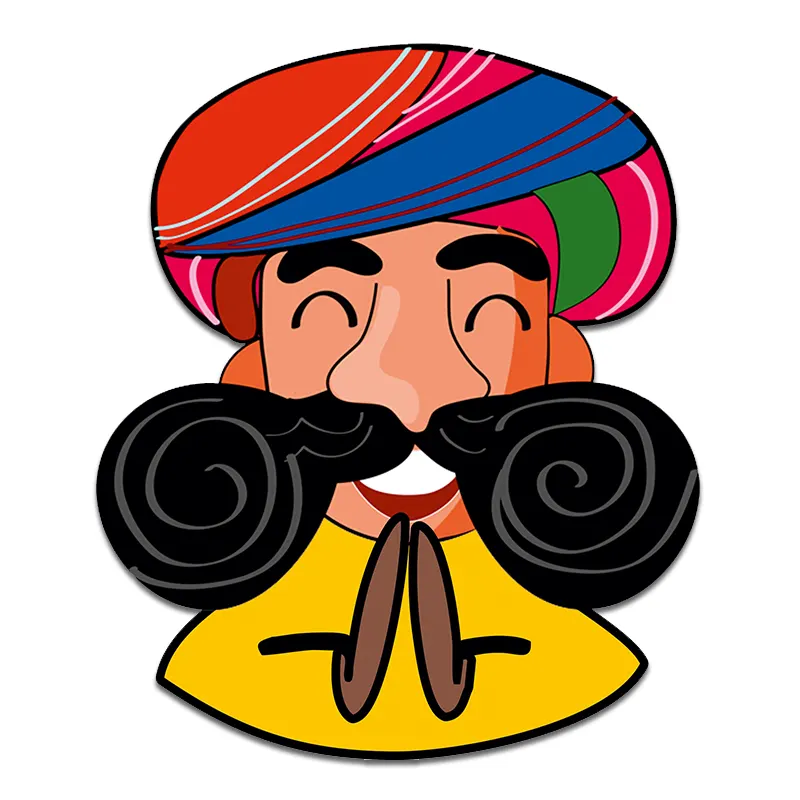 Rajasthani Turban Man with Huge Round Moustache MDF cutout