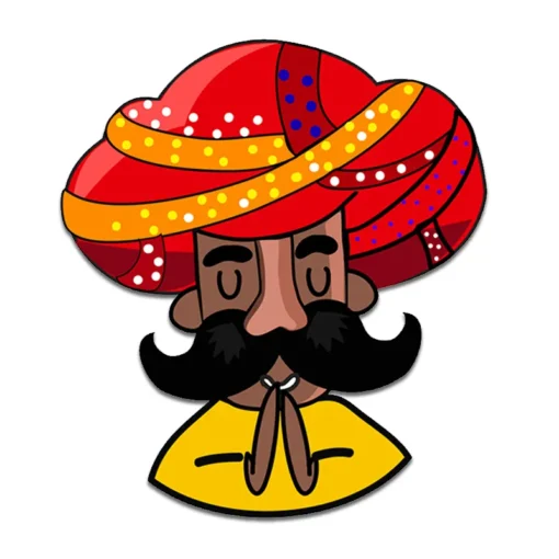 Rajasthani turban man with moustache mdf cutout